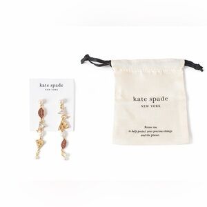 Kate Spade Hit The Town Linear Earrings KD998 Gold Crystal Charm with Dustbag
